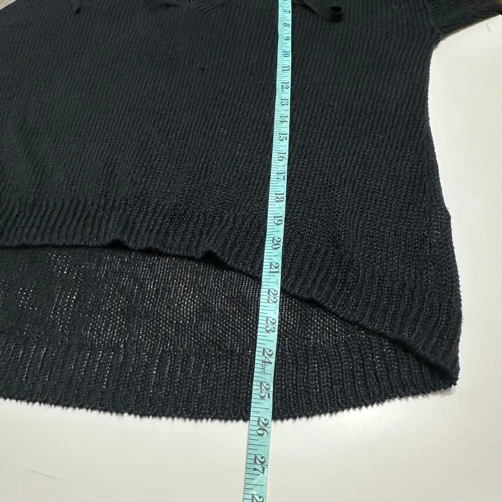 J.Crew Linen Open Knit Sweater Womens M Lace Up Pullover Oversized Slouchy Beach